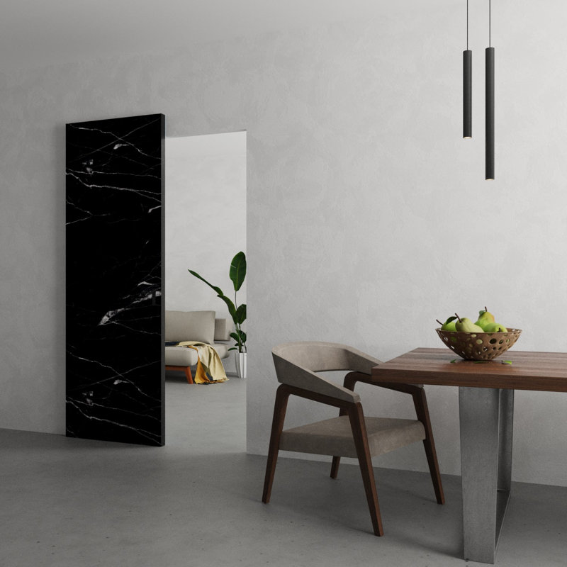 Grange cachée avec bords noirs | Planum 0010, 30 po x 96 po, Nero Marquina
