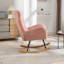 Chaise berçante rembourrée Banita Teddy avec pieds en bois massif, haut dossier-404166399