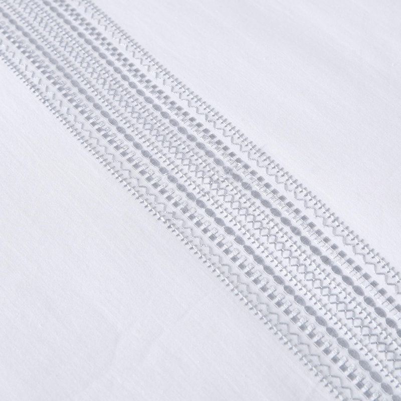 Embroidered Band Cotton No Pattern Duvet Cover Set with Pillowcases Included, Double - 2 Standard Pillowcases