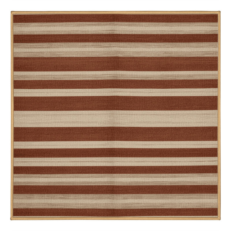  Tapis beige lavable rayé en terre cuite, Carré 6 pi