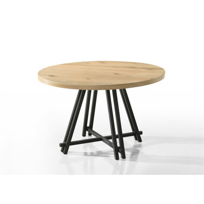 Tiziano Oak Finish 47" Round Dining Table With Metal Base