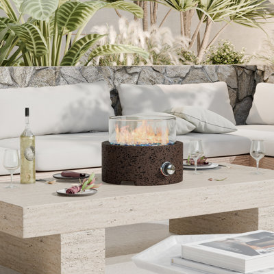 Concrete 5.1" H x 11.8" W Propane Outdoor Tabletop Fireplace