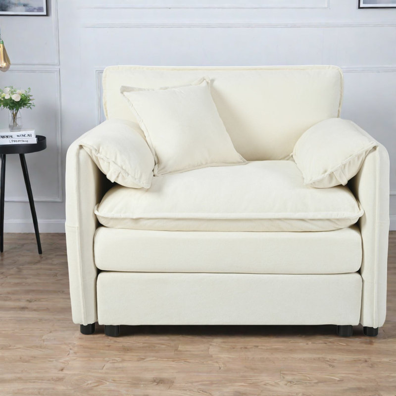 Canapés modulaires confortables, revêtement en chenille, design beige moderne pour le salon