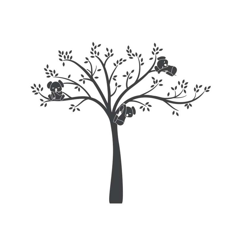 Décalcomanie murale monochrome modern Koala Cuteness, Anthracite