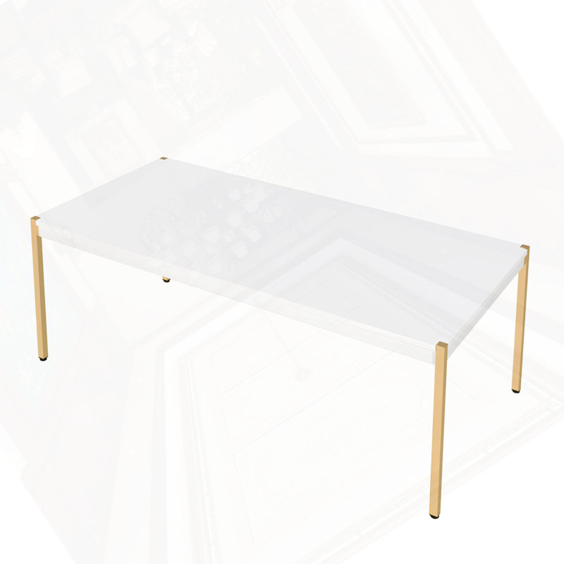 Table basse blanche et dorée
