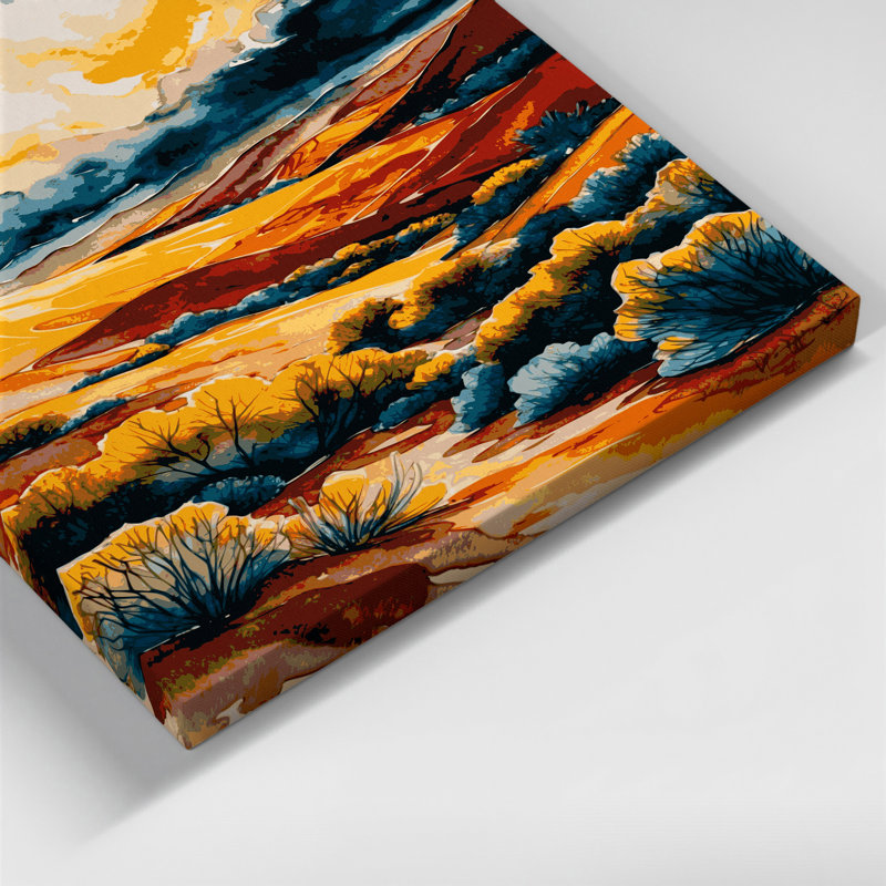 «Watercolor Landscape 85», art mural sur toile brune, H 20 po x l 30 po