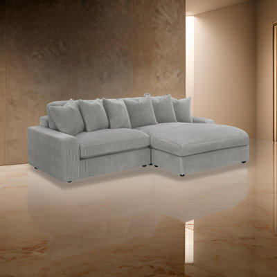 Lain Sectional Sofa With Reversible Chaise, 6 Throw Pillows, Corduroy