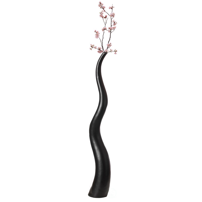 Ceramic Floor Vase, 51" H x 7" W x 7" D, Black
