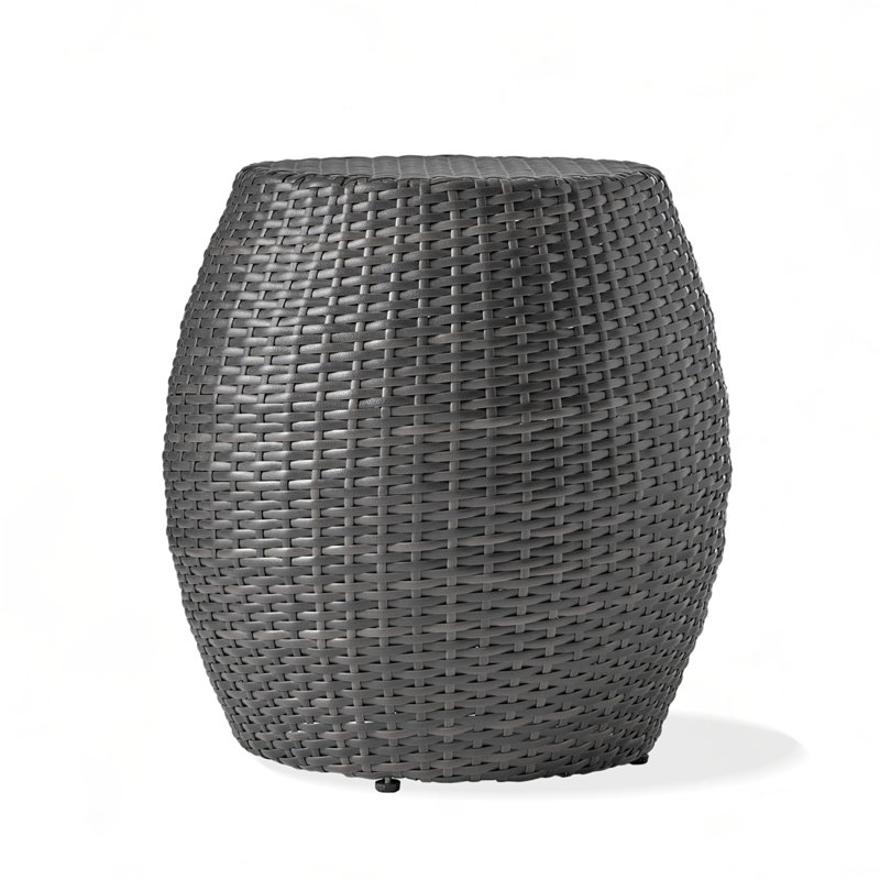 Outdoor Wicker Patio Side Table, Grey