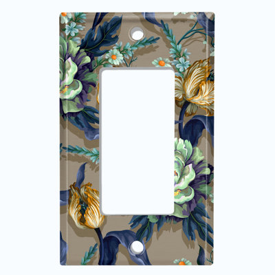 Flower Colorful Paint Print 1 - Gang Toggle Light Switch Standard Wall Plate