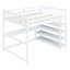 Lit mezzanine double blanc avec bureau polyvalent et solutions de rangement classiques