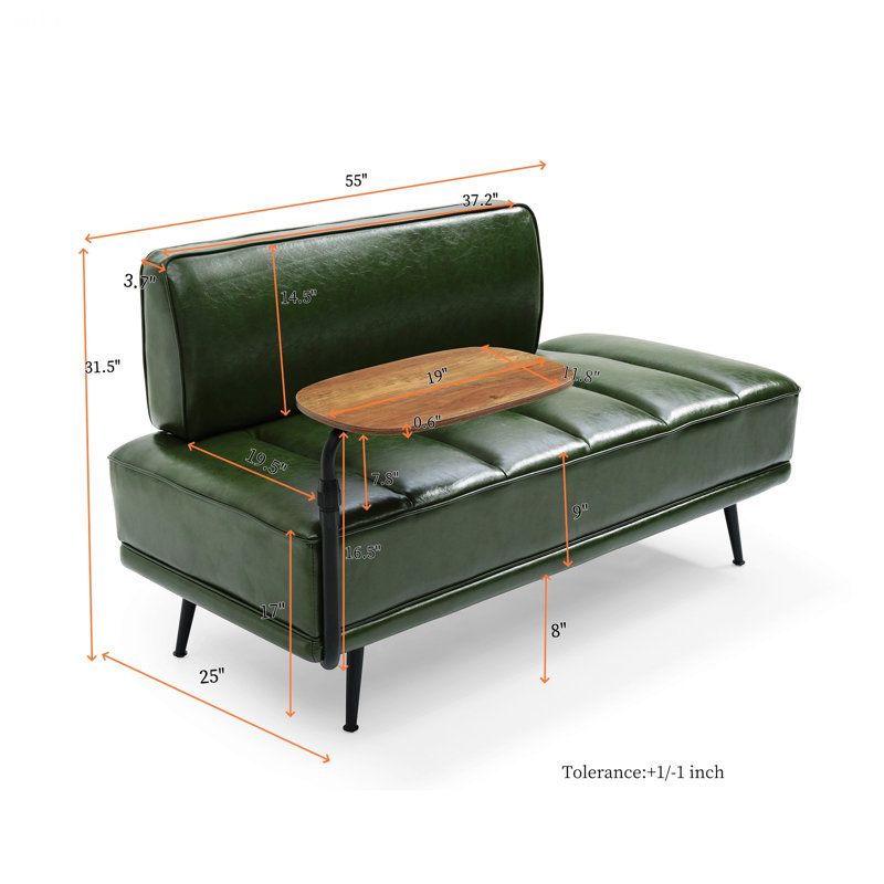 Canapé d'intérieur, banc de bout de lit moderne avec table d'appoint, plateau pivotant à 360 degrés, repose-pieds d'entrée, idéal pour la chambre à coucher et le salon