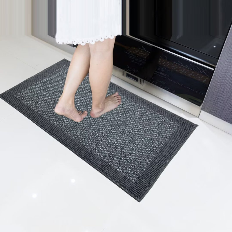 Ebern Designs FX32 Kitchen Rug Mats Kitchen Mat Specialized in Anti Slippery and Machine Washable, Gray, 30" L x 18" W