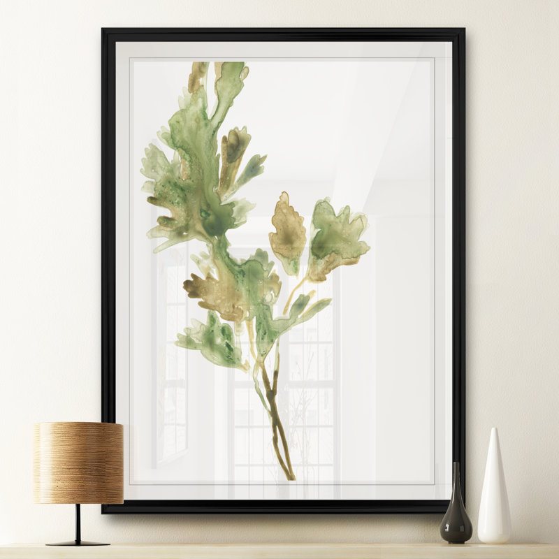 «Earthtone Herbs I», peinture sur toile, H 18,5 po x l 24,5 po x P 1,5 po, Cadre noir