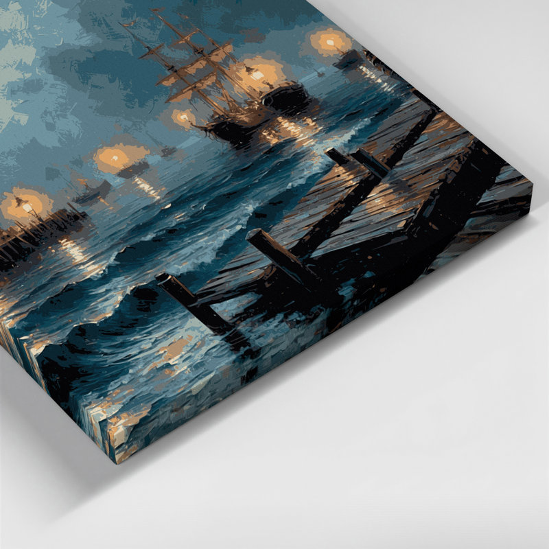 Art nautique sur toile bleu, H 32 po x l 32 po