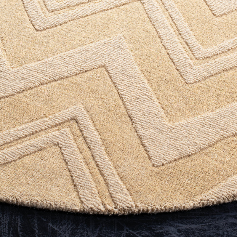 Nishi Hand Loomed Wool Chevron Rug, Round 5'