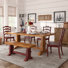 Fortville 78" Solid Wood Oak Finish Top 7-Piece Dining Set With French Ladder Back Chairs