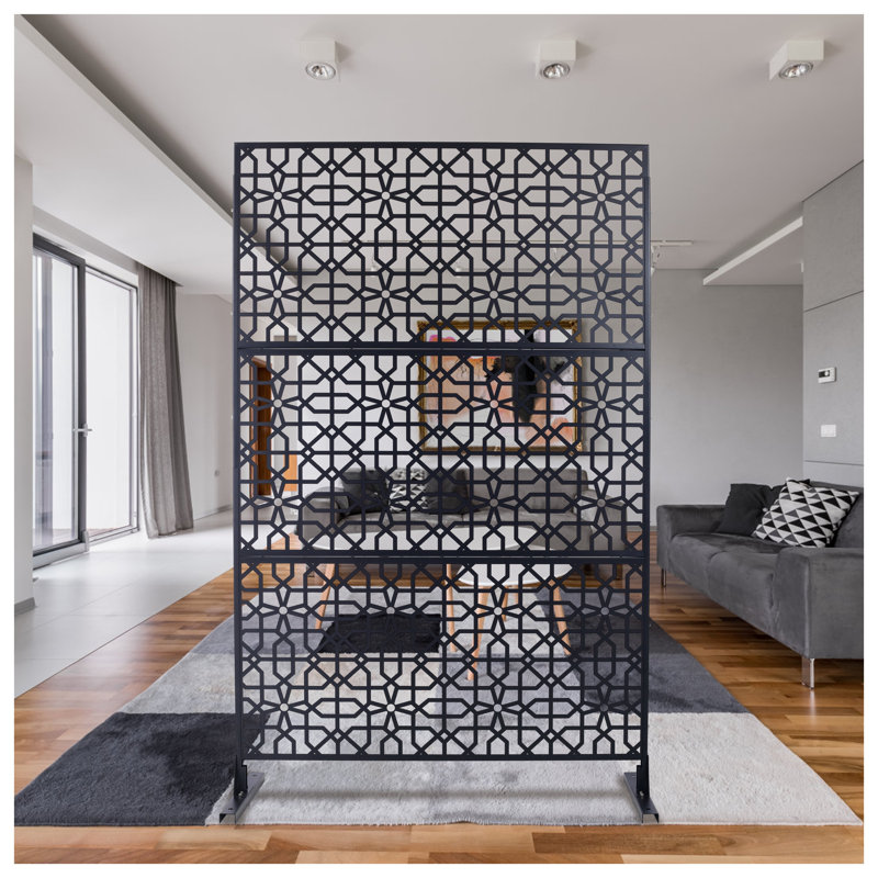Panneau d'intimité en acier noir, H 76 po x l 48 po, cloison intérieure / extérieure moderne en métal pour cour et terrasse