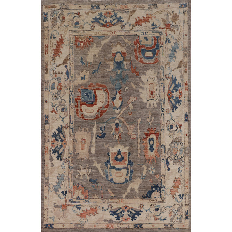 Vegetable Dye Oushak Turkish Area Rug 5x8