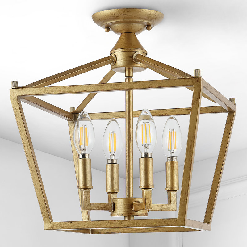 Plafonnier encastré 4 lumières Hubbardton, Laiton doré