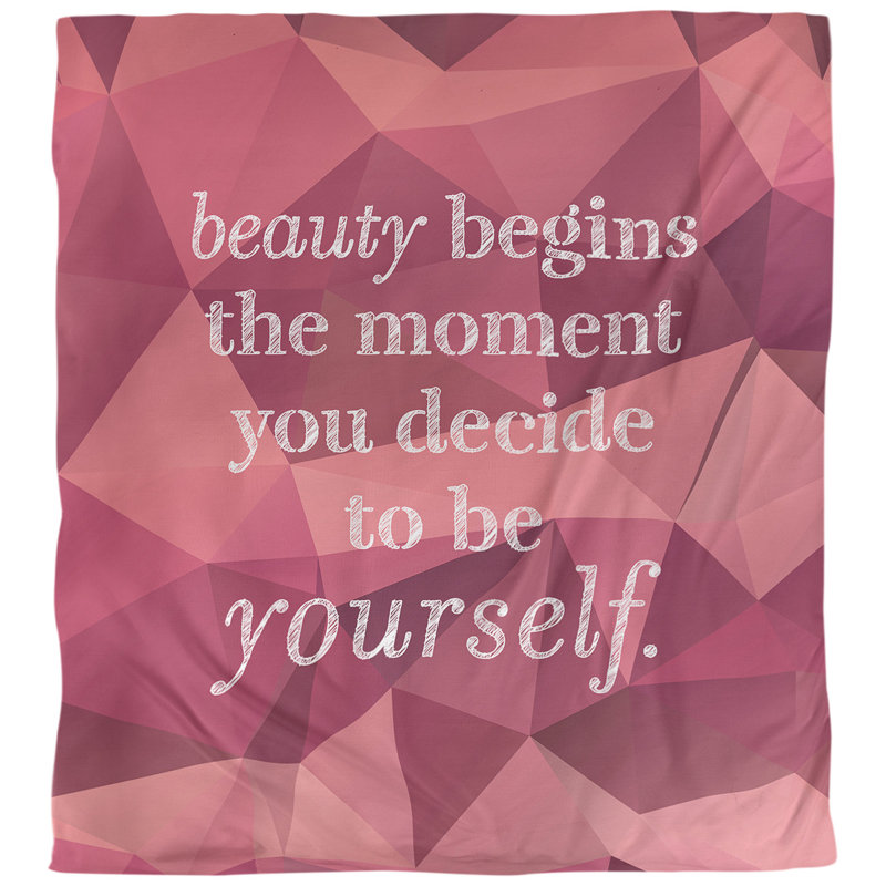 Housse de couette simple avec citation true beauté, Housse de couette pour très grand lit, Tourmaline rose