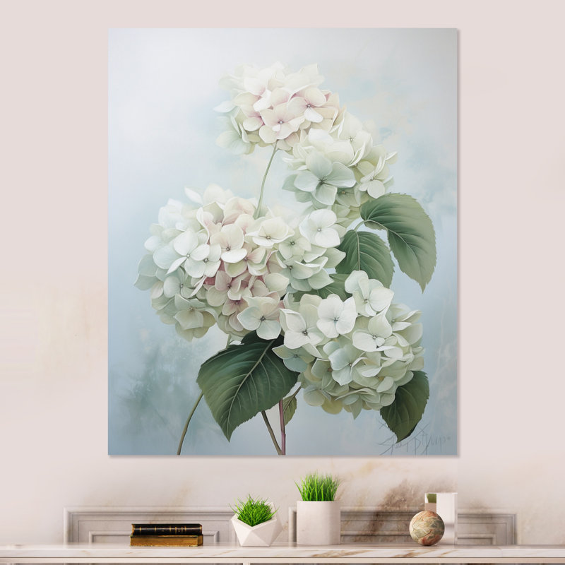 " White Hydrangea Whispering Blooms ", 20" H x 12" W x 1" D