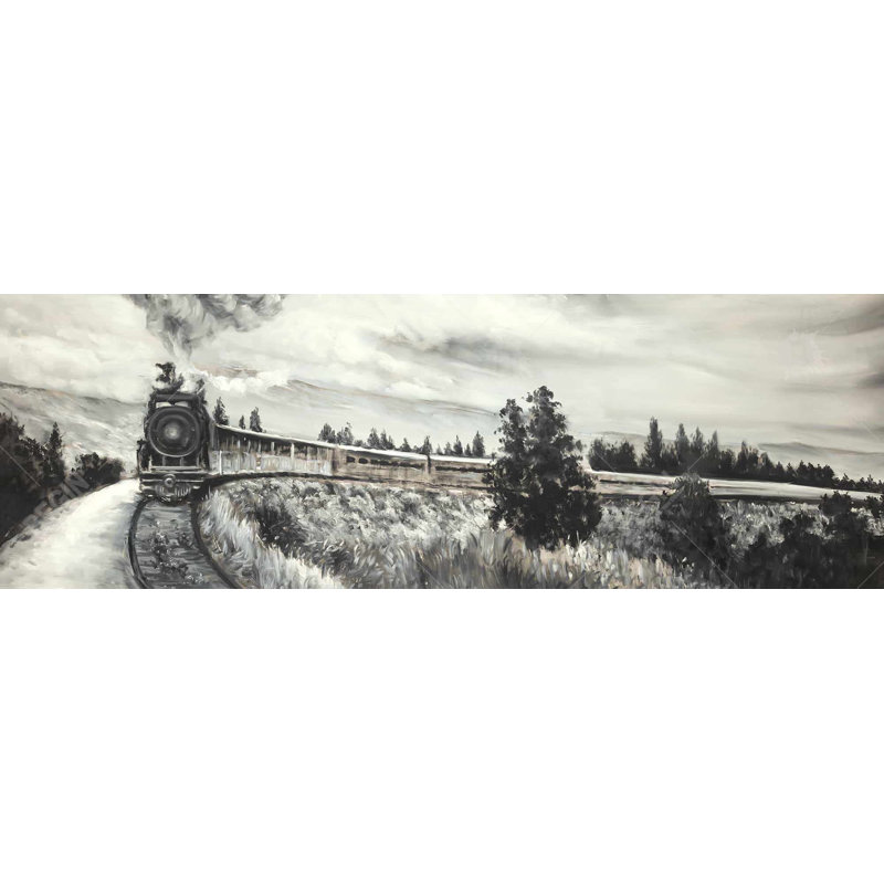 Toile encadrée avec paysages gris | Décoration de train à vapeur