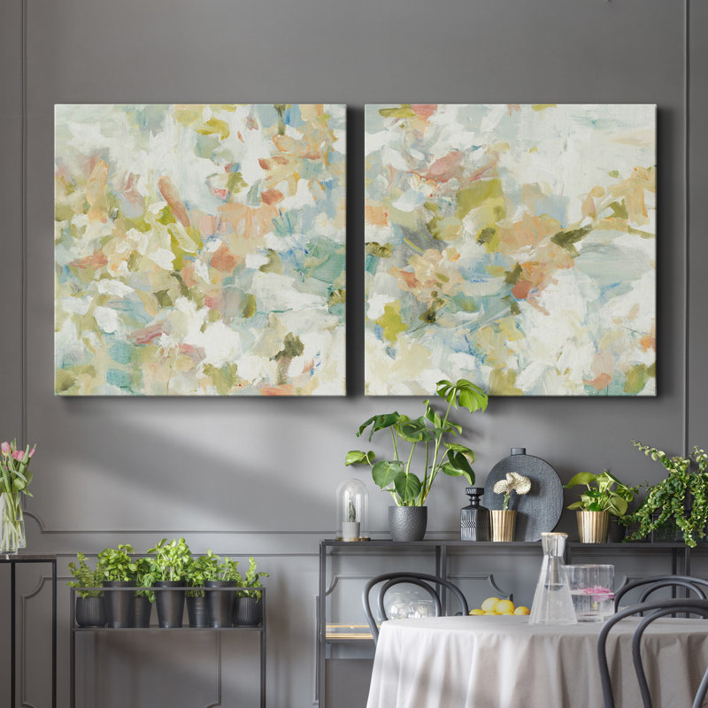 Felan Floral Blush - ensemble de 2 reproductions sur toiles tendues, H 24 po x l 48 po x P 1,5 po