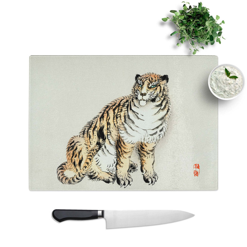 Tempered Glass Tiger by Kono Bairei Chopping Board, 28.5 cm W x 20 cm L
