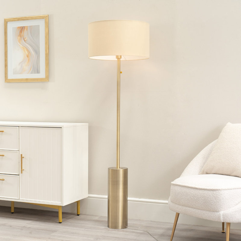 Alizander 150cm Traditional Floor Lamp, Natural, Antique Brass