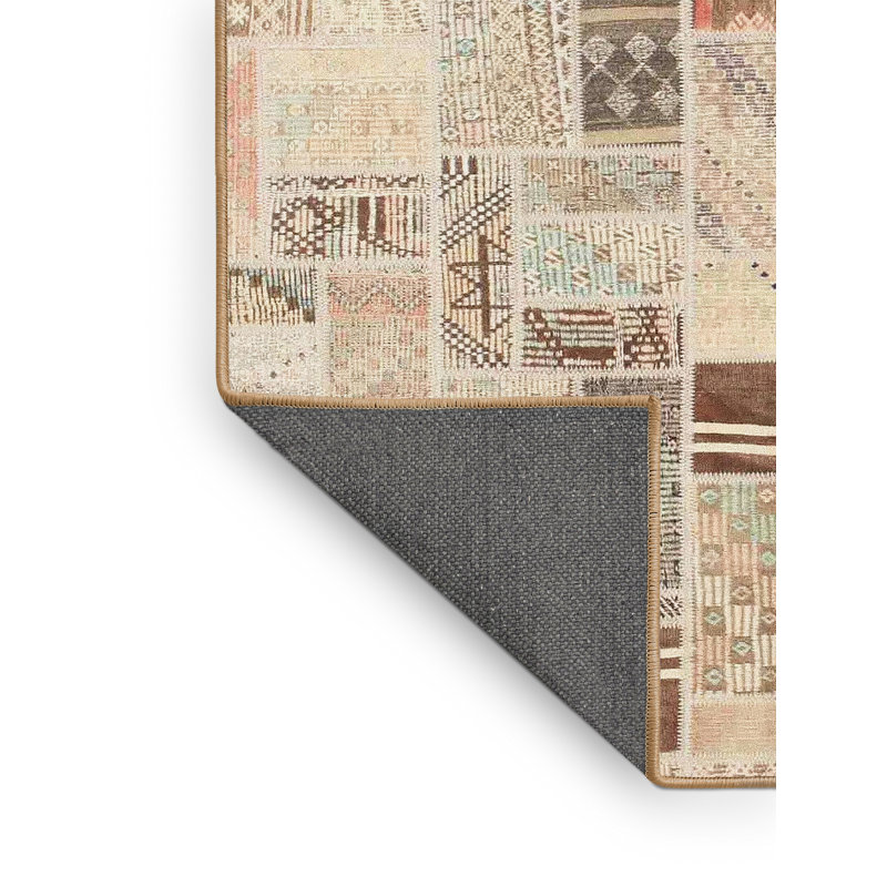 Tapis brun/vert/gris zone contemporaine, Rectangle 5 pi x 7 pi