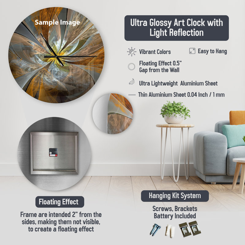 Glittering Silver Pattern - Modern wall clock, Large