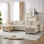 Canapé modulaire de 113,5 po avec repose-pieds avec rangement, forme L / U convertible, beige-224253267