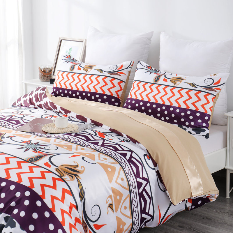Ensemble de housse de couette en microfibre 4 pièces, Housse de couette très grand + 3 pièces supplém, Rayures de couleur