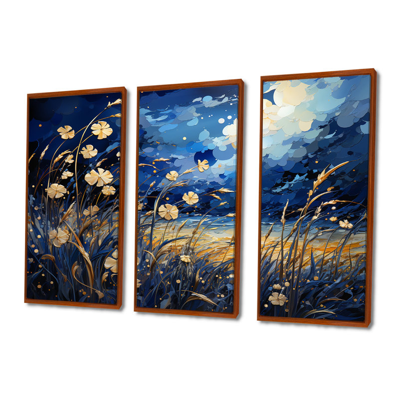 Osblek - Meadow Canvas Wall Art Set, 32" H x 48" W x 1" D, Brown Floater Framed
