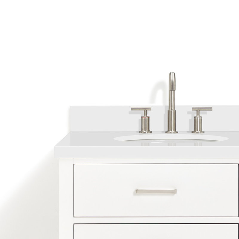 73'' W Double Vanity, Brushed Nickel, Gray, Pure White Quartz