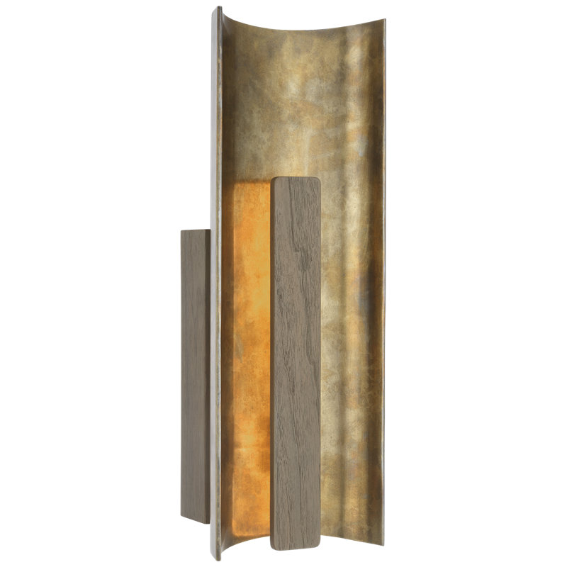Anne-Marie Barton Remi 18" Sconce, Mottled Brass/Warm Walnut
