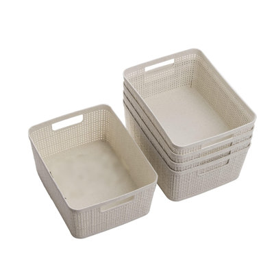 Woven Plastic Basket | Small (Natural), 5-Pack | THE JUTE COLLECTION | Home Organization