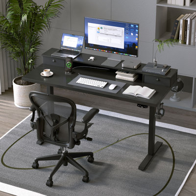 Electric Height Adjustable Standing Desk With Drawers