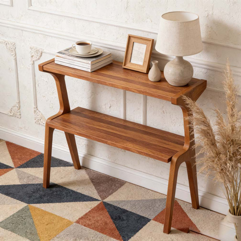 Table de rangement, table de bout compacte, table d'appoint en bois, Cerisier