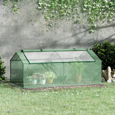 Outsunny 71"x36"x28" Portable Mini Greenhouse with Large Zipper Windows - Green, Indoor/Outdoor