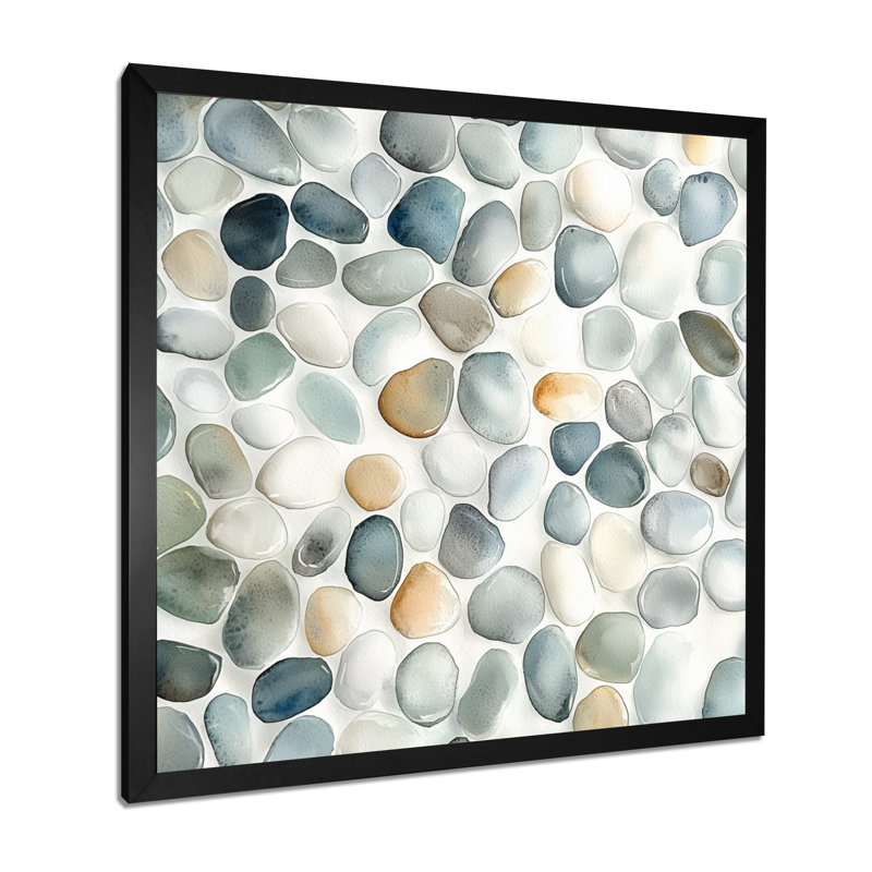Nyera Minimalist Meditation Stone Collage I - art mural sur toile méditation, H 16 po x l 16 po, Noir