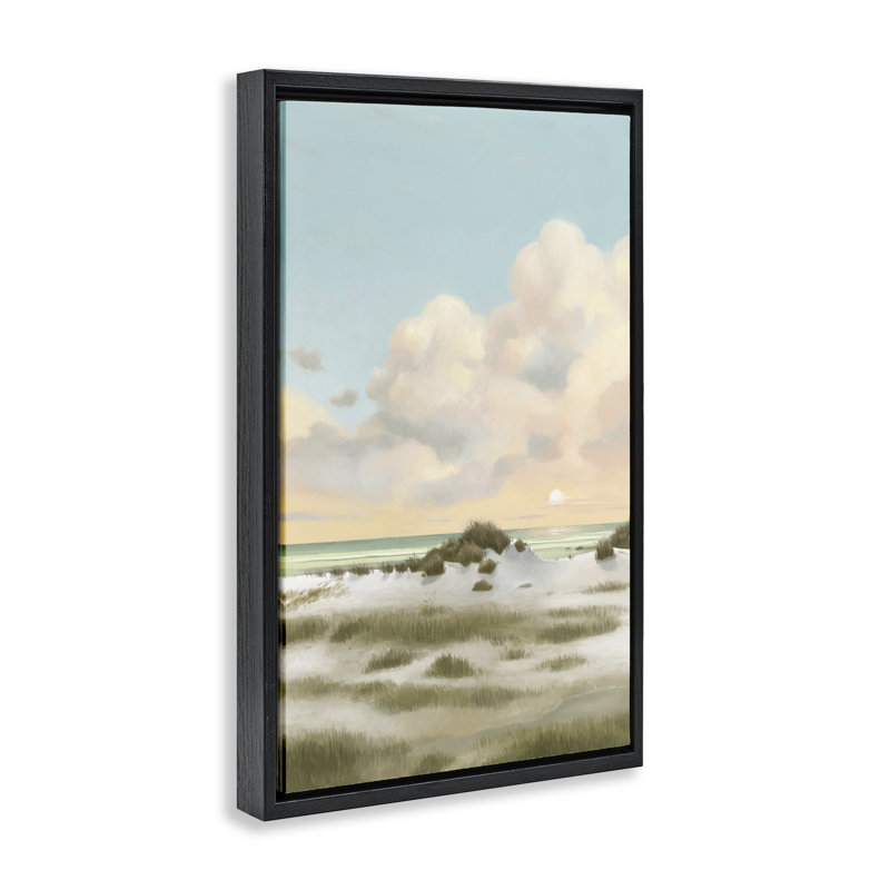 «Land & Sea», peinture encadrée par Lucca Sheppard, Cadre flottant noir de jais, H 25 po x l 17 po
