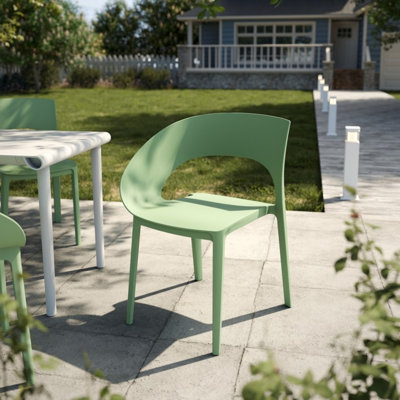  Summer 4-Pack Haze Green Polypropylene Side Chair, Stackable Patio Chair Set