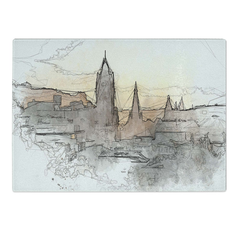 Tempered Glass View of Edinburgh from Calton Hill Chopping Board, 28.5 cm W x 20 cm L