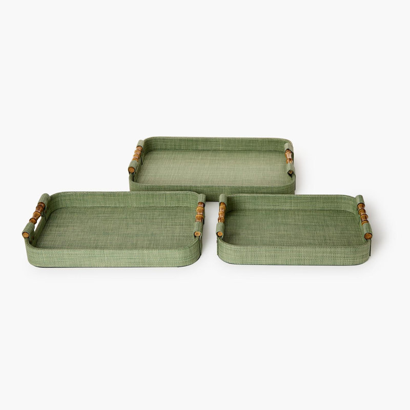 Ensemble de 3 plateaux en bambou vert Monaco Monaco