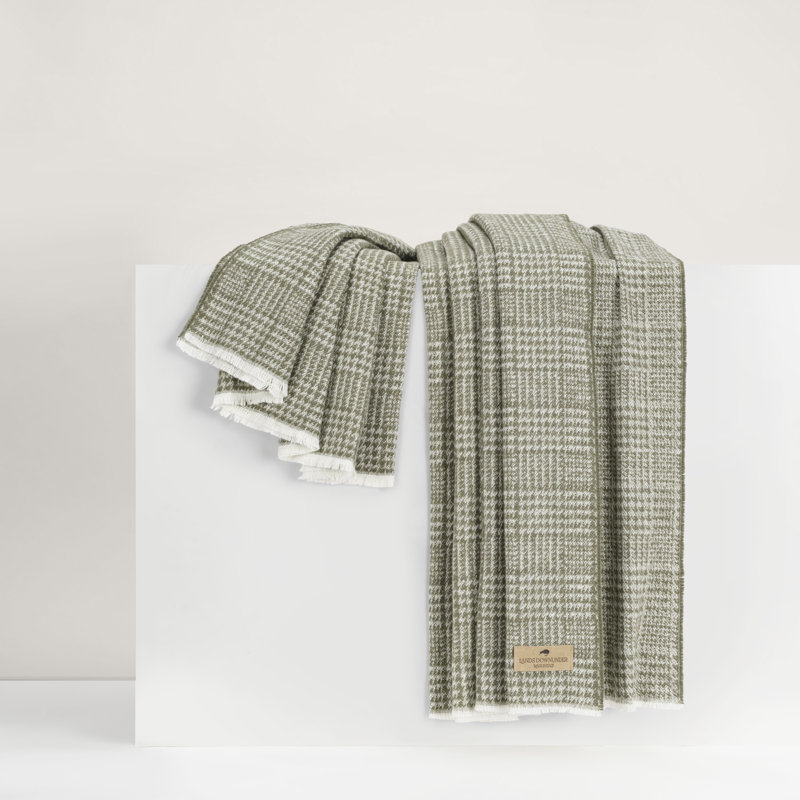 Sutton Plaid Throw,  Chive Houndstooth