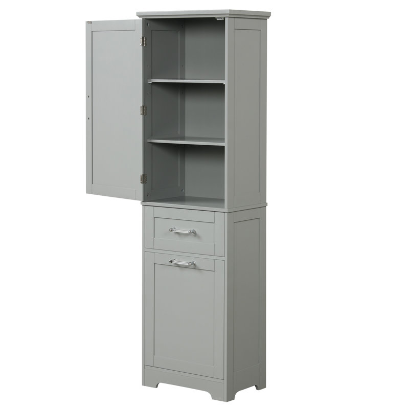 Armoire de rangement pour salle de bain, armoire de rangement autoportante, Gris