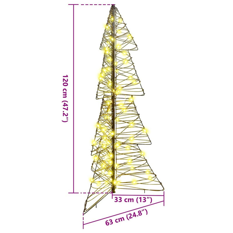 vidaXL Christmas Tree with 240 LEDs Acrylic, 120cm H x 63cm W x 23cm D, Warm White/Black