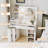 Vanity Desk With Outlet, Hollywood Vanity With Glasss Drawers Tabletop